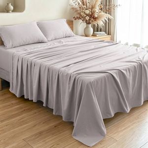 Bianca Fletcher Flannelette Flat/Fitted Sheet/Pillowcase Stone Super King Bed