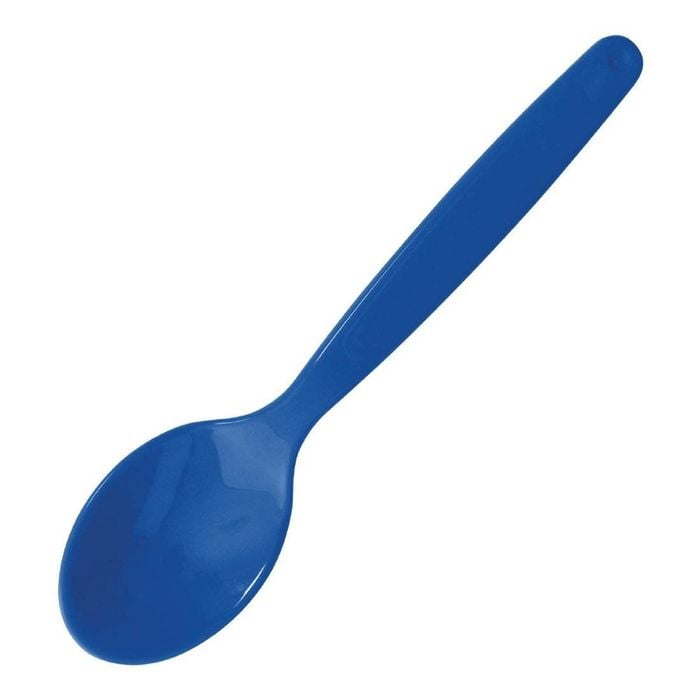 Olympia Dessert Spoons Kristallon Polypropylene Blue 172mm 12 Pack Virtually Unbreakable Shatterproof Catering Cutlery