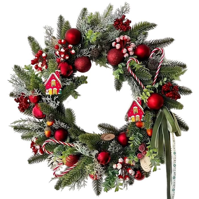 Lifebay Christmas Wreath Candy Cane Wall Hanging