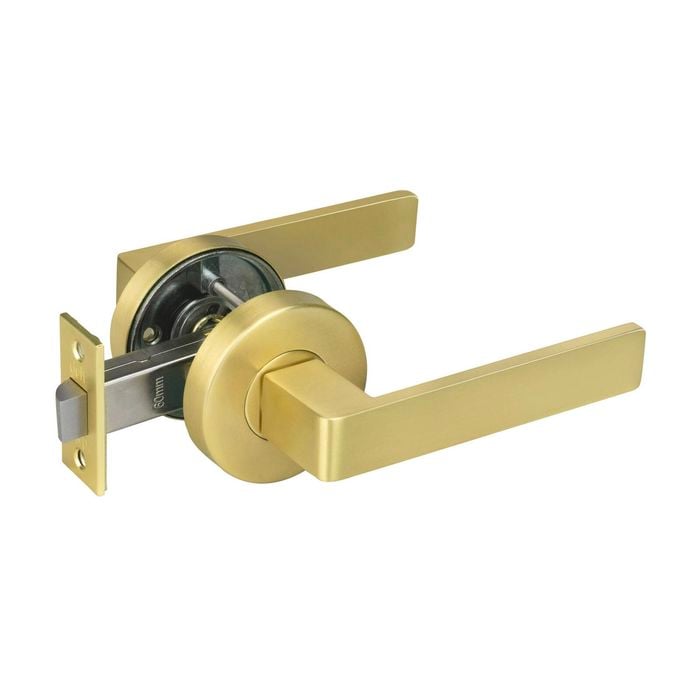 Delf Satin Brass Barcelona Passage Lever Set