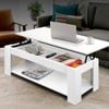 Homfurn Lift Top Coffee Table – Hidden Compartment & Lower Shelf, 45kg Capacity, Anti-scratch Pads, White