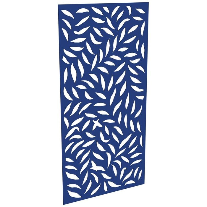 ProtectorAl 300-1200w x 1201-2400h Dark Blue/Gloss White Large Leaf Unframed Composite Deco Panel