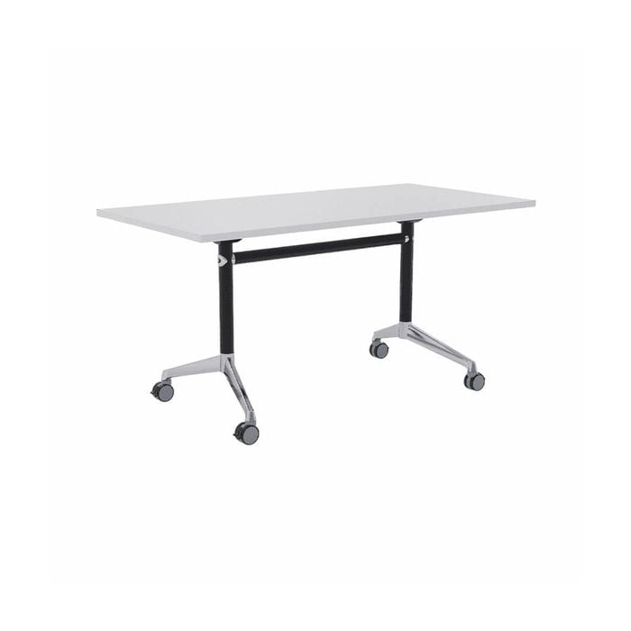 Olg Modulus Flip Table Black And Silver Frame White Top L1200mm X W600mm