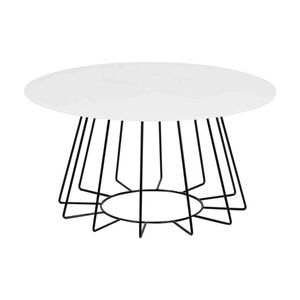 Modern Furniture CYRUS Glass Coffee Table 80cm - White & Black