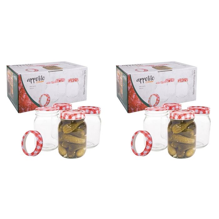 2x 6pc Appetito 500ml Mason Preserving Jars Home/Kitchen Organiser