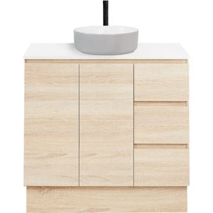 CIBO 900mm Coast Veneer Nordic Full Height Bathroom Vanity with Light Grey / White Countertop Basin