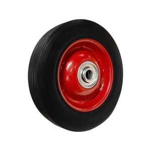 Easyroll 150mm Black Rubber Tyre with Red Metal Centre