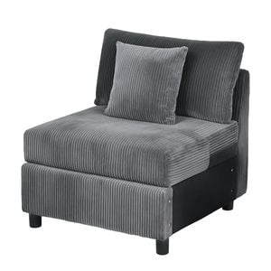 Advwin Armless Sofa Corduroy Modular Lazy Sofa Modern Lounge Chair Couch with Cushion Grey