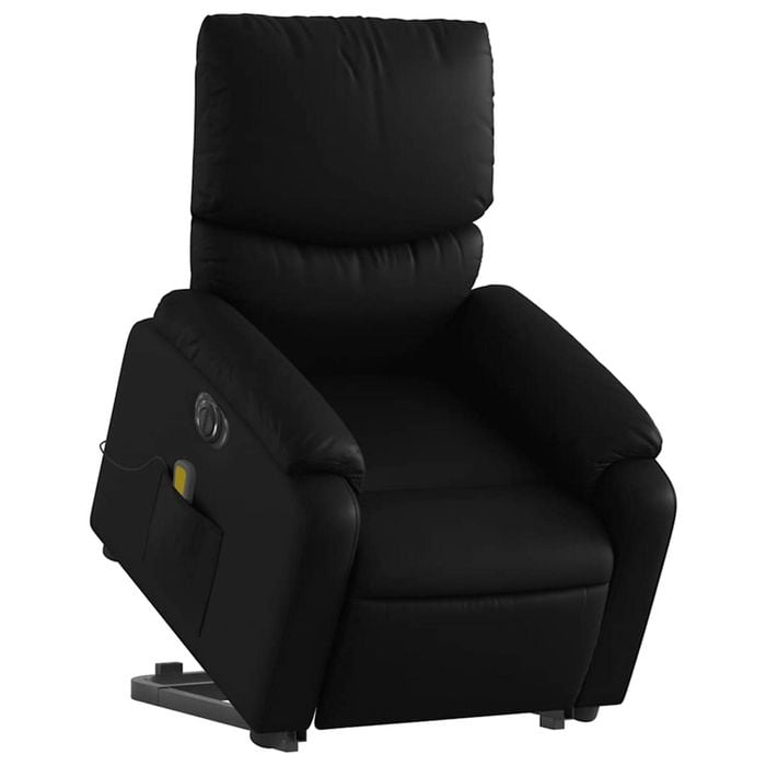 vidaXL Electric Stand up Massage Recliner Chair Armchair Black Faux Leather