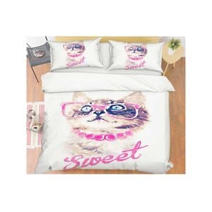 3D Cute Sweet Cat 013 Bed Pillowcases Quilt King Size