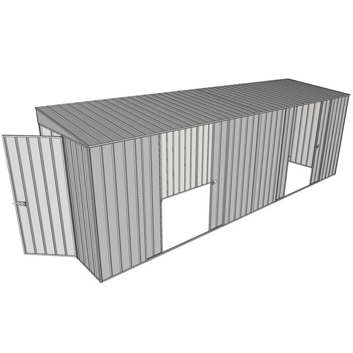 Build-a-Shed 1.5 x 6 x 2m Skillion Dual Double Sliding Side Doors Shed - Zinc