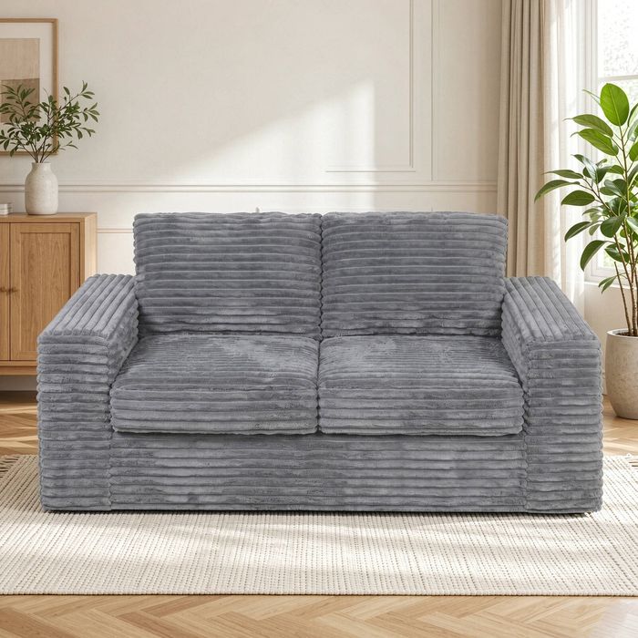 Ufurniture 162cm 2 Seater Sofa Wide-wale Corduroy Loveseat No Assembly Grey