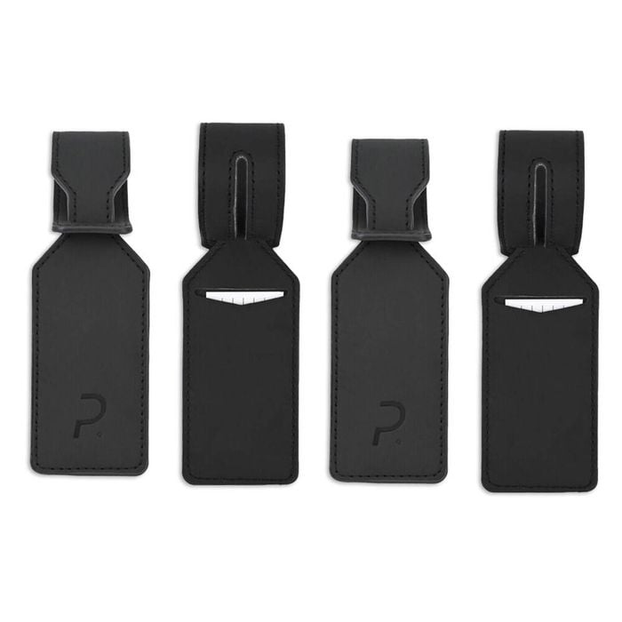 2x 2pc Paklite Adjustable ID Luggage Accessory Tag Set w/Loop Strap 5x26cm Black