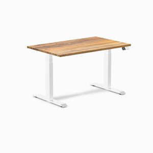 Desky Dual Hardwood Sit Stand Desk White Frame 120cm - Teak