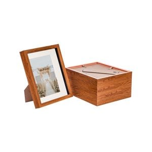 Nicola Spring Acrylic 3D Box Photo Frames with 5" x 7" Mounts - 8" x 10"  - Dark Wood - Pack of 5