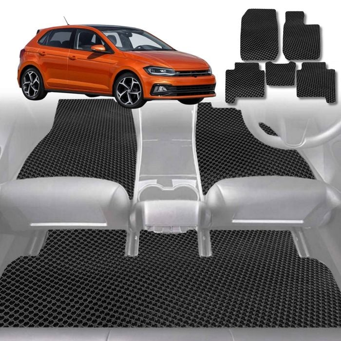 6D Diamond Car Floor Mats for VolksWagen Polo (MK6)2018-Current-Full Set-Black-Outback GT