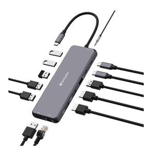 Verbatim Usb C Pro Multiport Hub 13 Port 2 X Hdmi 1 X Displayport