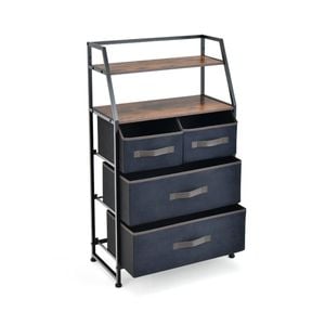 Costway 4 Chest Of Drawers Dresser W/2-tier Open Shelves Rustic Brown