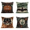 Catzon 4 Pcs Scary Throw Pillow Covers Linen Cushion Case for Decor 40X40cm