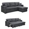 Foret 3 Seater Modular Sofa Bed Corner Lounge Pullout Storage Usb Charcoal