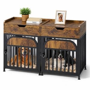 Advwin 2PCS Wooden Dog Cage Furniture Pet Kennel Puppy House Side Table Sofa End Table