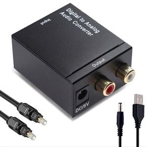 Digital SPDIF Coaxial Toslink to Analog RCA L/R Adapter Converter with Optical Cable for Xbox