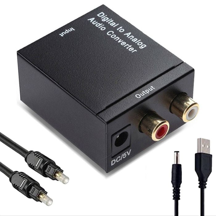 Digital SPDIF Coaxial Toslink to Analog RCA L/R Adapter Converter with Optical Cable for Xbox