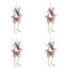 4PK Urban Boy/Girl Mice Hanging Decoration 15cm Pink/Bisque Assorted