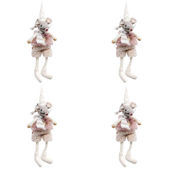 4PK Urban Boy/Girl Mice Hanging Decoration 15cm Pink/Bisque Assorted