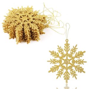 Catzon 12Pcs Christmas Snowflake Hanging Decor for Xmas Trees-Gold
