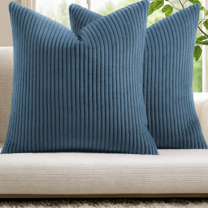 Gioia Casa 2-pack Corduroy Velvet Cushion Covers - 45cm X 45cm, Denim