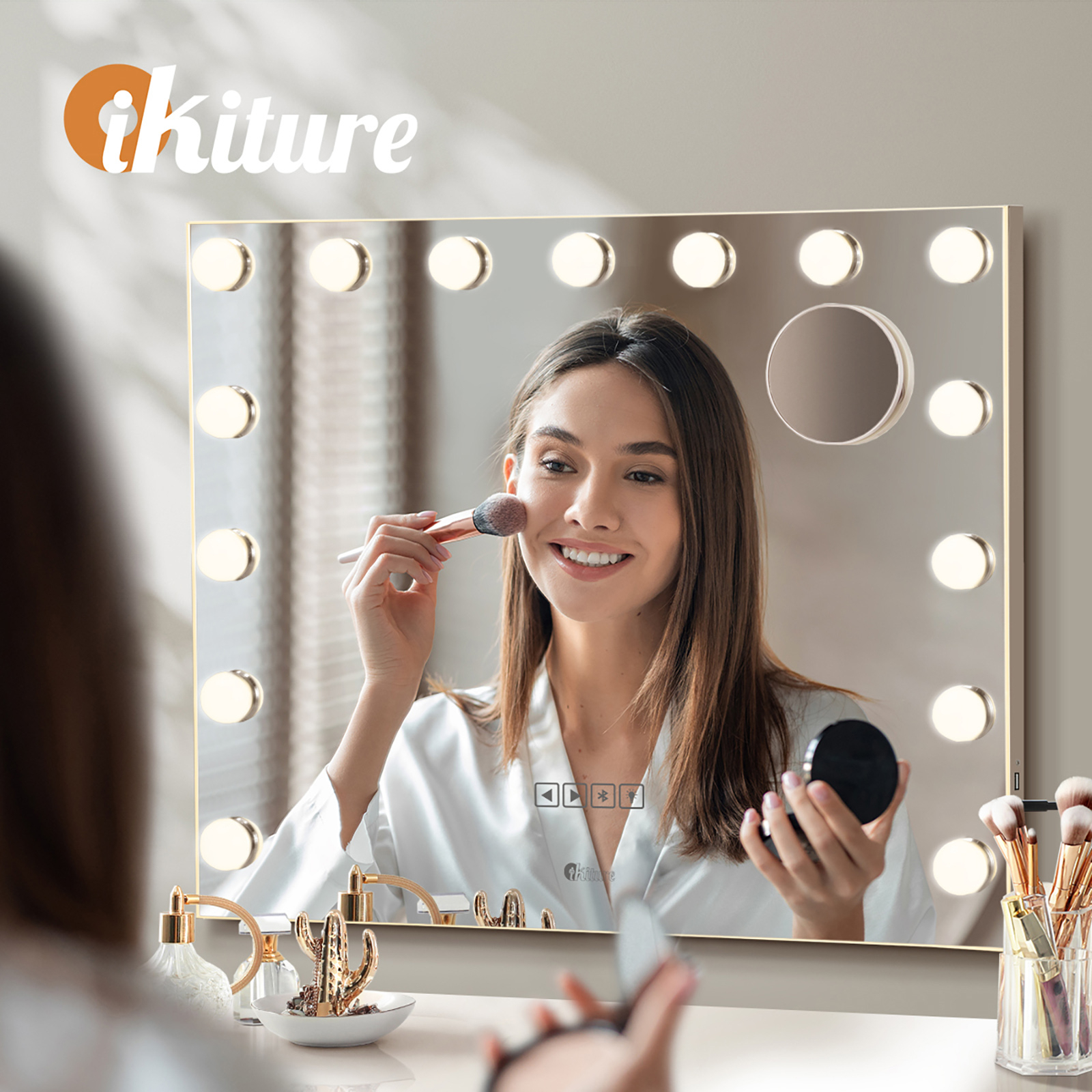 Oikiture Makeup Mirrors 59x48cm Bluetooth Hollywood LED Vanity Mirror Bunnings Australia