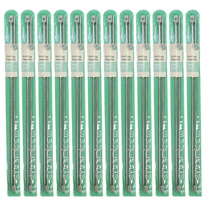 12x Malli 35cm Art And Craft Stainless Steel 4mm Knitting/crochet Needles - Grey