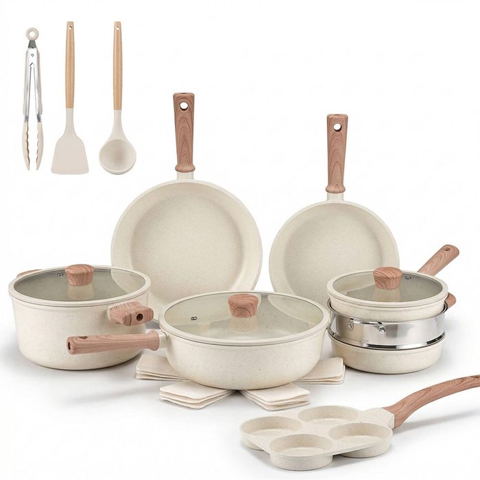 ZUNI 19PCS Nonstick Cookware Set Granite Coating Cooking Pots & Pans