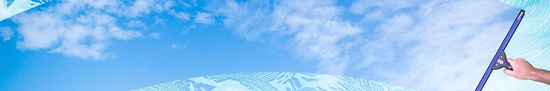 A Glidex window cleaning product banner.