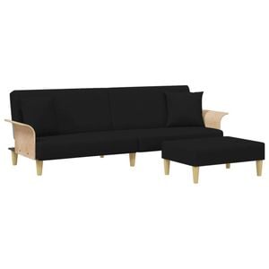 vidaXL 2-Seater Sofa Bed with Pillows and Footstool Day Bed Couch Black Velvet
