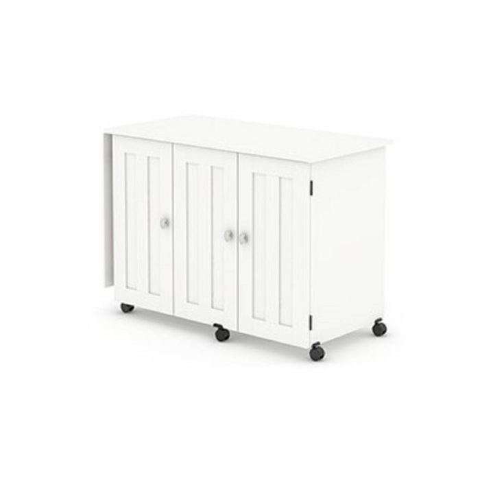 Sauder Sewing Table Craft Cart Foldable Storage White