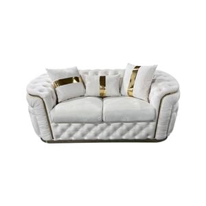 Elegant 2 Seater Sofa Plush Velvet Fabric in Beige Colour