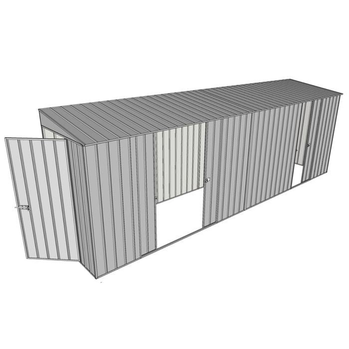 Build-A-Shed 1.2 x 6.0 x 2.0m Skillion Double with Single Sliding Side Doors Shed - Zinc