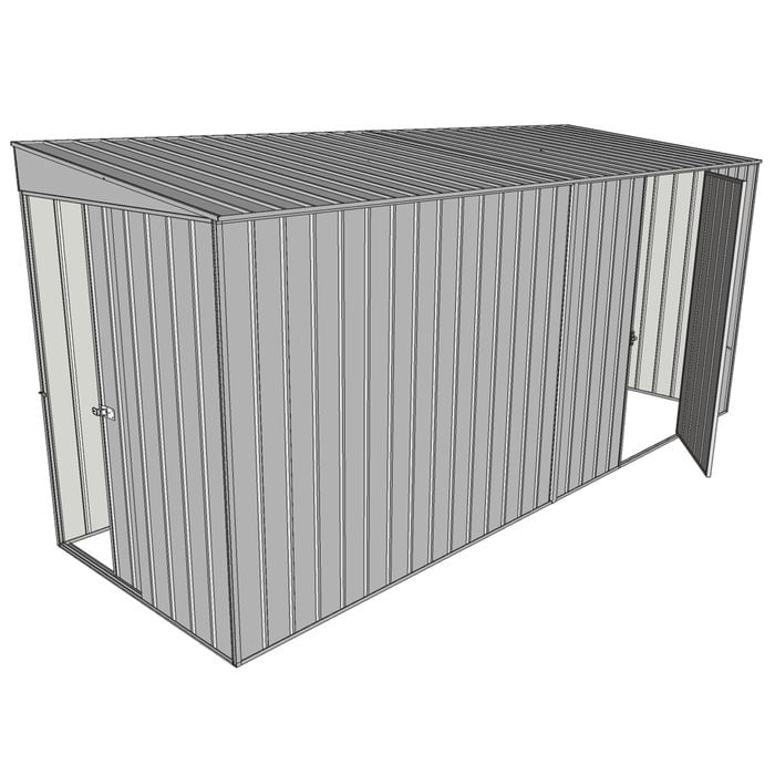Build-a-Shed 1.5 x 4.5 x 2m Sliding Door Tunnel Shed with Side Door - Zinc
