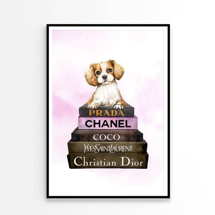 Dog On Book set Fashion Art   Print 100% Australian Made 60x90cm  (Poster)