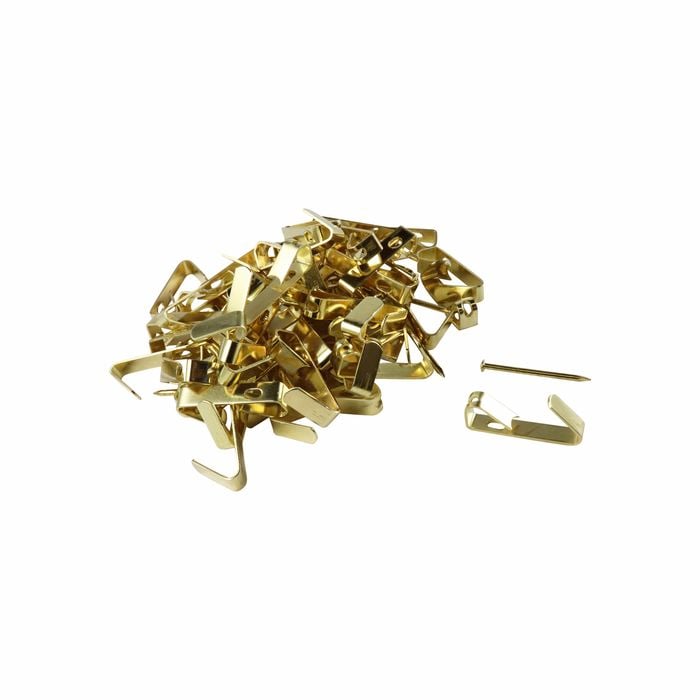 Everhang 8kg Brass Plated Picture Hanging Angle Drive Hook - 100 Pack