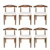 Sk Designer Living | Pack Of 6 | Replica Hans Wegner Elbow Chair Ch20 - Walnut & White