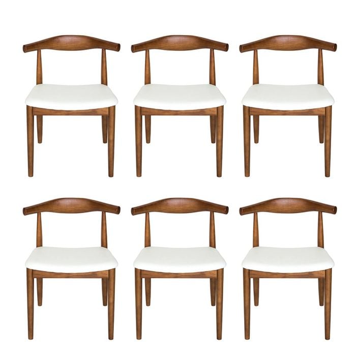 Sk Designer Living | Pack Of 6 | Replica Hans Wegner Elbow Chair Ch20 - Walnut & White