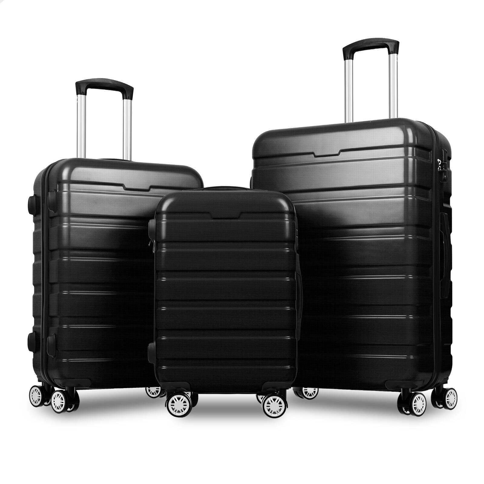 ALFORDSON 3pcs Luggage Trolley Suitcase Set Black Bunnings Australia
