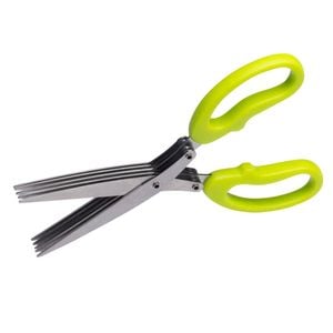 Cuisena 5-blades Stainless Steel Herb Scissors Kitchen Cutting Shears Green