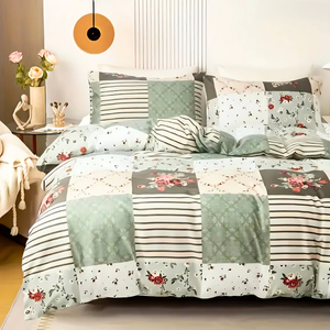 Dreamfields King Emerald Plaid Quilt Doona Duvet Cover Set