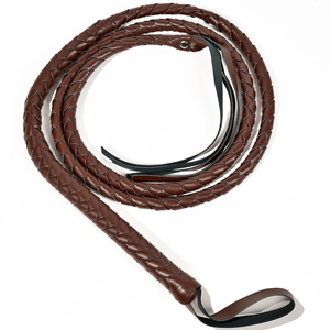 BROWN WHIP Faux Leather Costume Party 180cm Riding Cowboy Fancy Dress - Brown