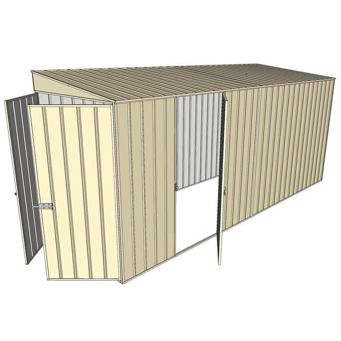 Build-a-Shed 1.5 x 4.5 x 2m Single Hinged Side Door Skillion Shed - Cream