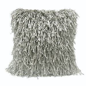 Morocco Shaggy Filled Cushion - Silver 45cm x 45cm